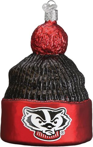 Old World Christmas University of Wisconsin Badgers Glass Blown Ornaments for Christmas Tree Beanie in Saudi Arabia
