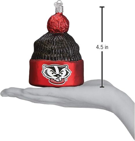 Old World Christmas University of Wisconsin Badgers Glass Blown Ornaments for Christmas Tree Beanie in Saudi Arabia