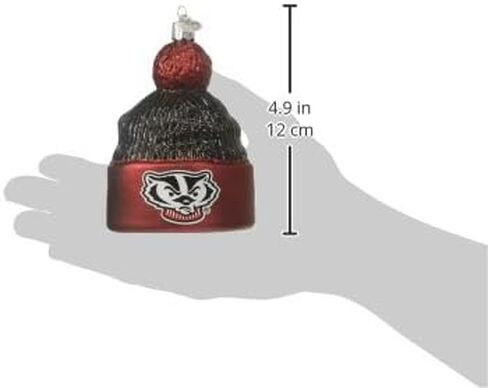 Old World Christmas University of Wisconsin Badgers Glass Blown Ornaments for Christmas Tree Beanie in Saudi Arabia