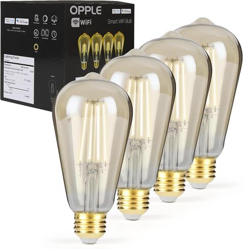 Smart LED Filament Bulb, Smart Light Bulbs Bluetooth and WiFi Vintage Filament Light Bulb Work with Alexa & Google Home, ST19 Smart Edison Bulb 2100k 60 Watt Equivalent, No Hub Required, 4 Pack in Saudi Arabia