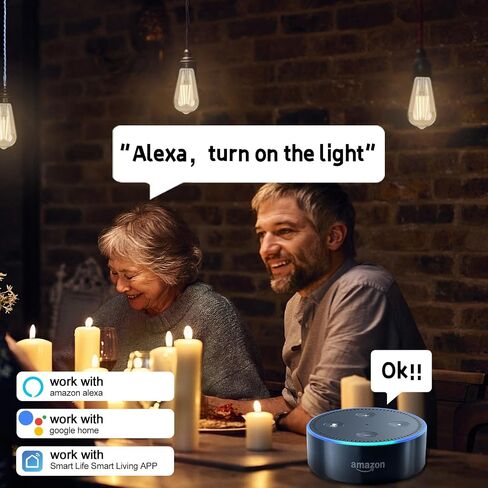 Smart LED Filament Bulb, Smart Light Bulbs Bluetooth and WiFi Vintage Filament Light Bulb Work with Alexa & Google Home, ST19 Smart Edison Bulb 2100k 60 Watt Equivalent, No Hub Required, 4 Pack in Saudi Arabia