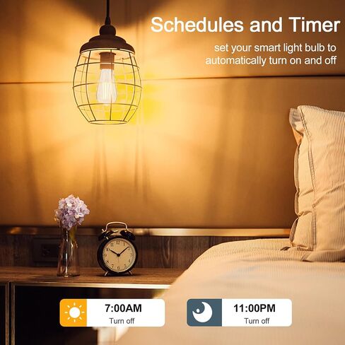 Smart LED Filament Bulb, Smart Light Bulbs Bluetooth and WiFi Vintage Filament Light Bulb Work with Alexa & Google Home, ST19 Smart Edison Bulb 2100k 60 Watt Equivalent, No Hub Required, 4 Pack in Saudi Arabia