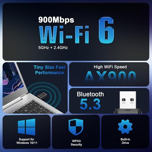 محول واي فاي USB من WONLILNK للكمبيوتر الشخصي، جهاز إرسال واستقبال شبكة لاسلكية ثنائي النطاق 2.4G/5G بسرعة 650 ميجابت في الثانية واي فاي دونجل لأجهزة الكمبيوتر المحمول المكتبية، حجم السفر، يدعم Windows XP/7/8/8.1/10/11 in Saudi Arabia