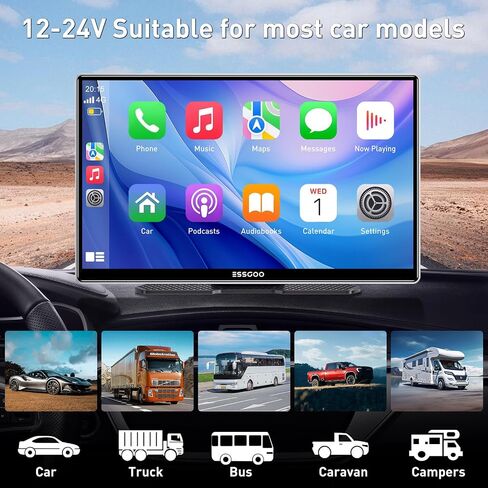 A-pple Carplay & Android Auto, 9 Inches Carplay Screen for Car with Light-Sensitive, Siri & G-oogle Assistant Voice Control, Mirror Link, Bluetooth,Suitable for Various Models in Saudi Arabia