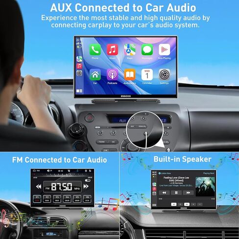 A-pple Carplay & Android Auto, 9 Inches Carplay Screen for Car with Light-Sensitive, Siri & G-oogle Assistant Voice Control, Mirror Link, Bluetooth,Suitable for Various Models in Saudi Arabia