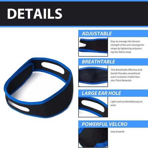 Anti Snoring Chin Strap, 2 Pack,Adjustable Snore Stopper,, Blue in Saudi Arabia