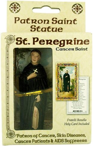 VILLAGE GIFT IMPORTERS 4" St. Peregrine Statue | Hand Painted and Detailed Figure | Comes with Holy Card | Saint Bio on Box | Christian Gifts in Saudi Arabia