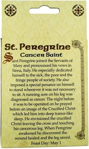 VILLAGE GIFT IMPORTERS 4" St. Peregrine Statue | Hand Painted and Detailed Figure | Comes with Holy Card | Saint Bio on Box | Christian Gifts in Saudi Arabia