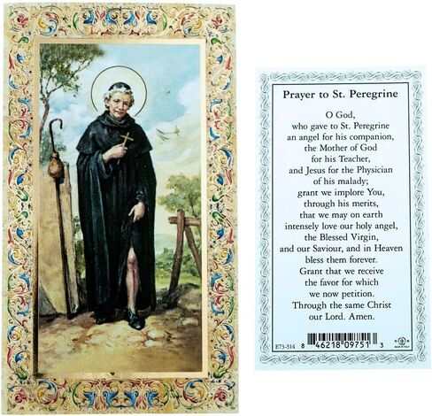 VILLAGE GIFT IMPORTERS 4" St. Peregrine Statue | Hand Painted and Detailed Figure | Comes with Holy Card | Saint Bio on Box | Christian Gifts in Saudi Arabia
