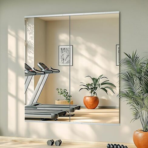 مرآة الصالة الرياضية المنزلية من VASUHOME - قطعتان مقاس 48 بوصة × 24 بوصة مرآة كبيرة لكامل الجسم للجدار، مرآة زجاجية مقسى لغرفة اليوغا وصالة الألعاب الرياضية والمرآب واستوديو الرقص in Saudi Arabia
