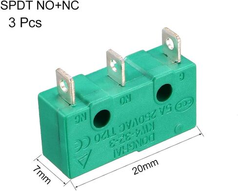 Uxcell 3 قطعة KW4-3Z-3 مفتاح الحد الصغير SPDT NO NC 3 محطات لحظة الضغط على زر المحرك الأخضر in Saudi Arabia
