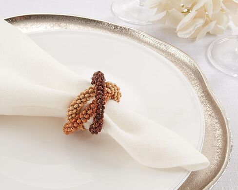 Beaded Interlock Design Napkin Rings (Set of 4) in Saudi Arabia