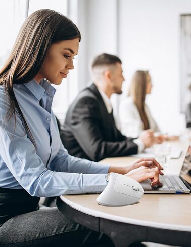 TECKNET ماوس مريح، 4800 نقطة في البوصة ماوس صامت 5 نقطة في البوصة قابلة للتعديل، ماوس لاسلكي 2.4G ماوس عمودي 6 أزرار ماوس كمبيوتر توافق واسع (رمادي) in Kuwait