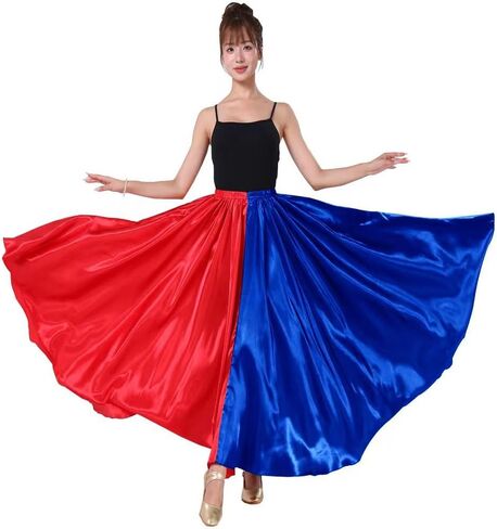 Multicolored Folkloric Mexican Flamenco Umbrella Long Dance Skirts for Women, Two Toned Opaque, One Size, 38" Length in Saudi Arabia