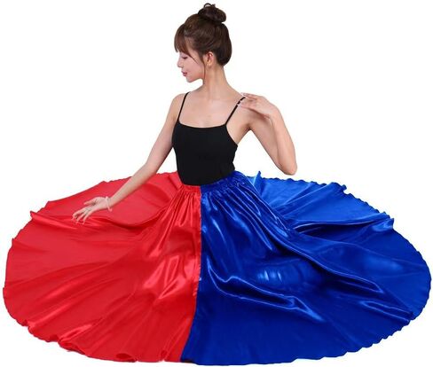 Multicolored Folkloric Mexican Flamenco Umbrella Long Dance Skirts for Women, Two Toned Opaque, One Size, 38" Length in Saudi Arabia