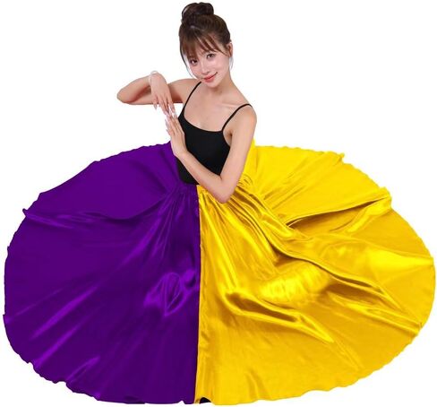 Multicolored Folkloric Mexican Flamenco Umbrella Long Dance Skirts for Women, Two Toned Opaque, One Size, 38" Length in Saudi Arabia