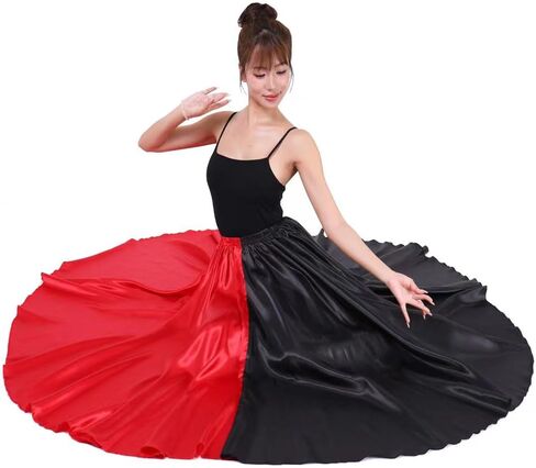 Multicolored Folkloric Mexican Flamenco Umbrella Long Dance Skirts for Women, Two Toned Opaque, One Size, 38" Length in Saudi Arabia