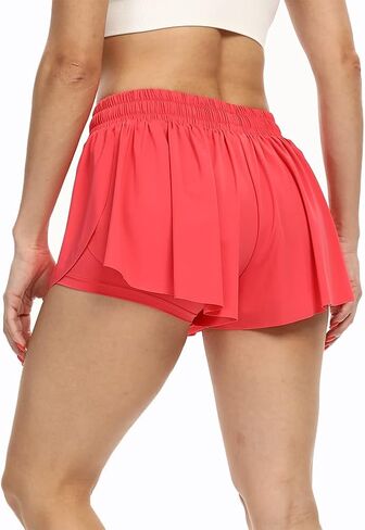 Flowy Mini Skirts for Women Gym Yoga Athletic Shorts Workout Running Tennis Golf Volleybal Teen Girls Cute Comfy Pleated Skort Summer Preppy Trendy Clothes(L, Red) in Saudi Arabia