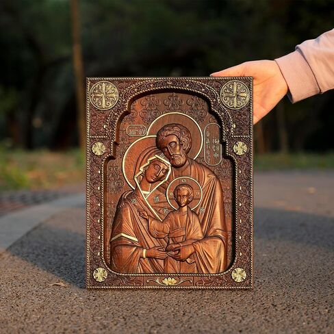 bgcarpenter Holy Family Wall Decor Handmade Wooden Nativity of Jesus Wall Plaque Religious Art Sculpture for Home Decor Christmas Gift - 20 Inch in Saudi Arabia