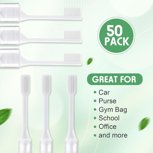 50 مجموعة من فرش الأسنان المخصصة للسفر، فرشاة أسنان قابلة للطي ملفوفة بشكل فردي، فرشاة أسنان ومعجون أسنان مع علبة فرشاة أسنان، شعر ناعم من فحم الخيزران للبالغين، التنزه سيرًا على الأقدام والتخييم في الأعمال in Kuwait
