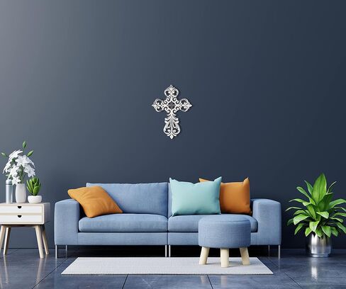 Ardour Antique Silver and Black Wall Cross for Home Decor.Metal Hanging Decorative Crosses Wall Decor - 6.2 x 8.6 Inches in Saudi Arabia