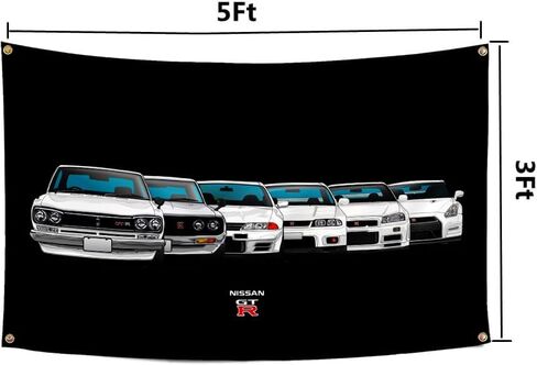 JDM علم سيارة نسيج لمحبي GTR 3x5 أقدام سيارة قماش مزخرف جداري راية ملصق ديكور للديكور في الهواء الطلق والداخلي in Saudi Arabia