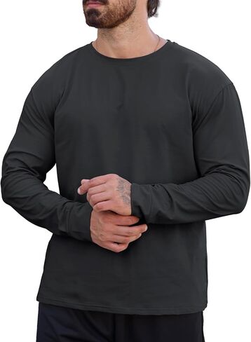Muscle Killer Men's Gym Workout Long Sleeve T Shirt Dry Fit Moisture Wicking Active Shirts Running Fitness Tee in Kuwait