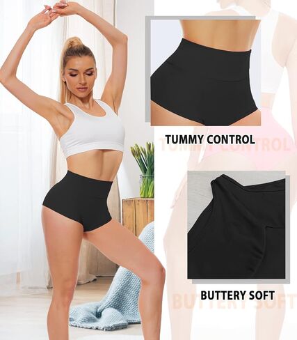 Women's Sexy Spandex Yoga Booty Shorts High Waist Workout Dance Hot Pants Butt Lifting Leggings in Saudi Arabia
