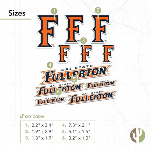 ملصق Desert Cactus Cal State Fullerton ملصق جامعة كاليفورنيا جبابرة F ملصقات الفينيل شارات الكمبيوتر المحمول وزجاجة مياه وقصاصات السيارة 13.43x10.94 ورقة T1 (النوع 1-1) in Saudi Arabia