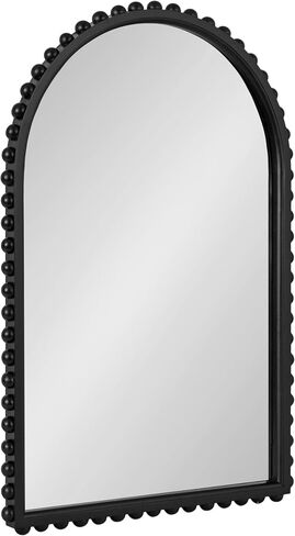 Kate and Laurel Beadbrook Modern Beaded Arched Mirror, 20 x 30, Black, Transitional Arch Wall Mirror for Use as Bathroom Mirror or Entryway Mirror Decor in Saudi Arabia