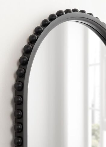 Kate and Laurel Beadbrook Modern Beaded Arched Mirror, 20 x 30, Black, Transitional Arch Wall Mirror for Use as Bathroom Mirror or Entryway Mirror Decor in Saudi Arabia