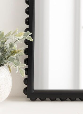 Kate and Laurel Beadbrook Modern Beaded Arched Mirror, 20 x 30, Black, Transitional Arch Wall Mirror for Use as Bathroom Mirror or Entryway Mirror Decor in Saudi Arabia