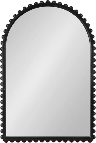 Kate and Laurel Beadbrook Modern Beaded Arched Mirror, 20 x 30, Black, Transitional Arch Wall Mirror for Use as Bathroom Mirror or Entryway Mirror Decor in Saudi Arabia