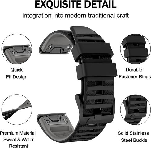 Compatible with Garmin Fenix 6/6 Pro Band 22MM Easy-fit Soft Silicone Watch Bands Replacement for Fenix 5 Plus/Fenix 5 /Forerunner 935/Forerunner 945/Approach s60/ Quatix 5 Smartwatches in Saudi Arabia