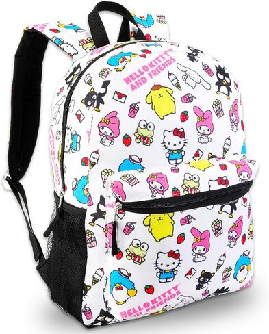 حقيبة ظهر Sanrio تتميز بـ Tuxedo Sam وMy Melody وBadtz-Maru - حزمة مع حقيبة ظهر مدرسية بيضاء من Sanrio مقاس 16 بوصة بالإضافة إلى زجاجة مياه ووشم والمزيد | حقيبة مدرسية Hello Kitty and Friends in Saudi Arabia