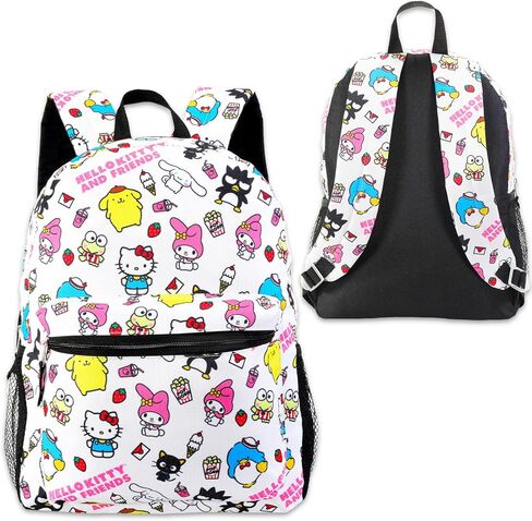 حقيبة ظهر Sanrio تتميز بـ Tuxedo Sam وMy Melody وBadtz-Maru - حزمة مع حقيبة ظهر مدرسية بيضاء من Sanrio مقاس 16 بوصة بالإضافة إلى زجاجة مياه ووشم والمزيد | حقيبة مدرسية Hello Kitty and Friends in Saudi Arabia