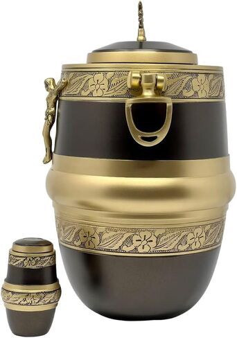 الجرار الكاثوليكية لحرق الجنازة للرماد البشري مع صليب الجمال وشخصية يسوع المسيح، حجم كبير للبالغين يصل وزنهم إلى 200 رطل، ذكر أو أنثى، مجموعة بنية مكونة من قطعتين in Kuwait