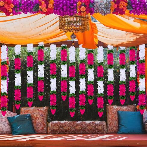 5 Pcs Diwali Decorations 30 Inch Artificial Jasmine Garlands Toran Bandhanwar with Lotus Buds Traditional Indian Hanging Decoration for Puja Diwali Wedding Housewarming in Kuwait