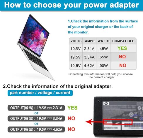 شاحن كمبيوتر محمول جديد نحيف 65 وات لجهاز HP envy x360، spectre x360 13-4193nr 15t-ap000 15-ap001nx، ProBook X360 11 450 650 640 G1 G2 G3 G4 G5 G6 G7، EliteBook Stream Pavilion X360 Blue Tip سلك إمداد الطاقة in Kuwait