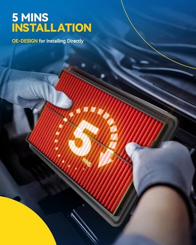PHILTOP Engine Air Filter CA9564 Replacement for 2003-2007 Accord 2.4, 2004-2008 TSX in Saudi Arabia
