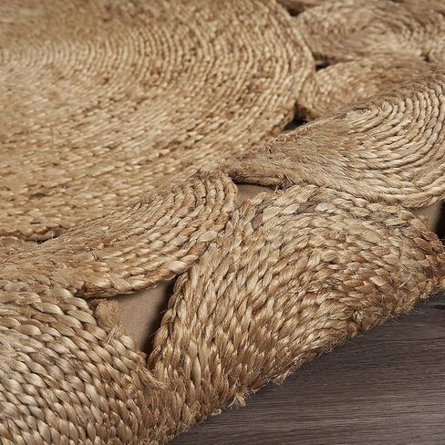 Round Jute Rug Beige Hand Woven Farmhouse Area Rug for Living Natural Carpet for Indoor & Outdoor-24 Inch (2 Ft) in Saudi Arabia