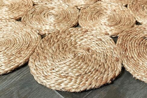 Round Jute Rug Beige Hand Woven Farmhouse Area Rug for Living Natural Carpet for Indoor & Outdoor-24 Inch (2 Ft) in Saudi Arabia