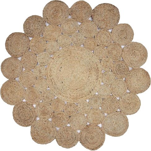 Round Jute Rug Beige Hand Woven Farmhouse Area Rug for Living Natural Carpet for Indoor & Outdoor-24 Inch (2 Ft) in Saudi Arabia