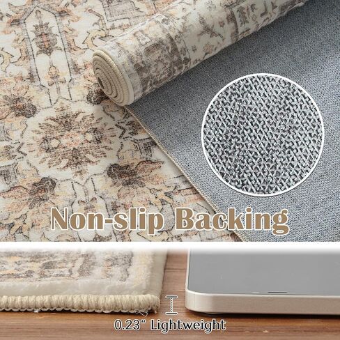 jinchan Area Rug 2x3 Vintage Entryway Rug Washable Boho Indoor Doormat Floral Small Rug Non Slip Retro Accent Soft Rug Tribal Distressed Carpet for Kitchen Bathroom Bedroom Taupe in Saudi Arabia