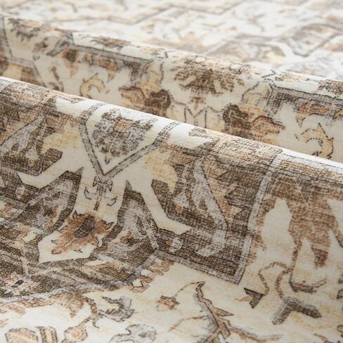 jinchan Area Rug 2x3 Vintage Entryway Rug Washable Boho Indoor Doormat Floral Small Rug Non Slip Retro Accent Soft Rug Tribal Distressed Carpet for Kitchen Bathroom Bedroom Taupe in Saudi Arabia