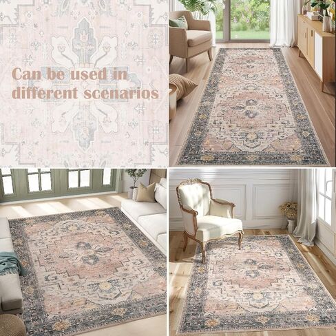 سجادة منطقة جينشان 2 × 3 سجادة مدخل عتيقة قابلة للغسل ممسحة داخلية بوهو سجادة صغيرة زهرية غير قابلة للانزلاق سجادة ناعمة سجادة قبلية متعثرة للمطبخ والحمام وغرفة النوم رمادي داكن in Kuwait