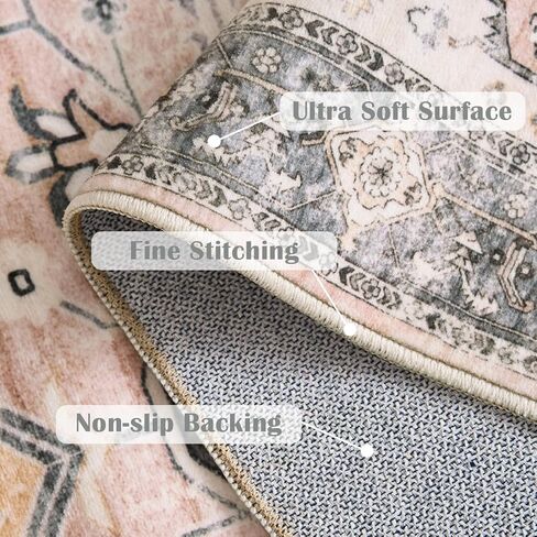 سجادة منطقة جينشان 2 × 3 سجادة مدخل عتيقة قابلة للغسل ممسحة داخلية بوهو سجادة صغيرة زهرية غير قابلة للانزلاق سجادة ناعمة سجادة قبلية متعثرة للمطبخ والحمام وغرفة النوم رمادي داكن in Kuwait