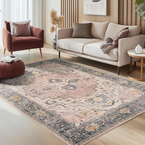 سجادة منطقة جينشان 2 × 3 سجادة مدخل عتيقة قابلة للغسل ممسحة داخلية بوهو سجادة صغيرة زهرية غير قابلة للانزلاق سجادة ناعمة سجادة قبلية متعثرة للمطبخ والحمام وغرفة النوم رمادي داكن in Kuwait