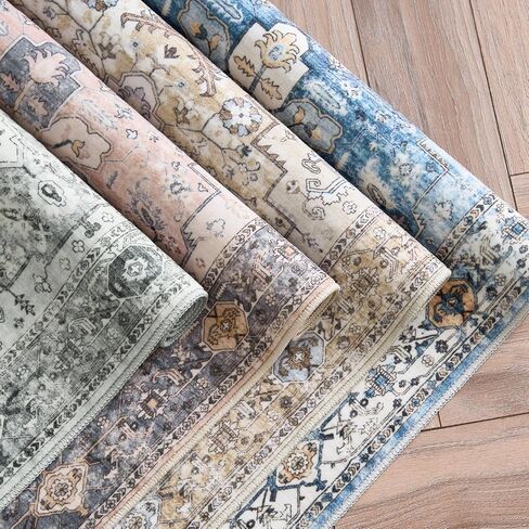 سجادة منطقة جينشان 2 × 3 سجادة مدخل عتيقة قابلة للغسل ممسحة داخلية بوهو سجادة صغيرة زهرية غير قابلة للانزلاق سجادة ناعمة سجادة قبلية متعثرة للمطبخ والحمام وغرفة النوم رمادي داكن in Kuwait