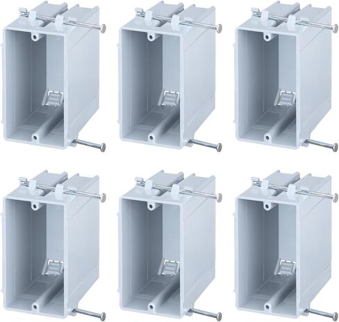 LEONLITE 12 Pack One Gang New Work Electrical Outlet Box, Ultra-deep 22.5 Cubic Inch Device Box, PVC Electrical Junction Box for Switch, GFCI, Step Light, ETL Listed, Gray in Saudi Arabia